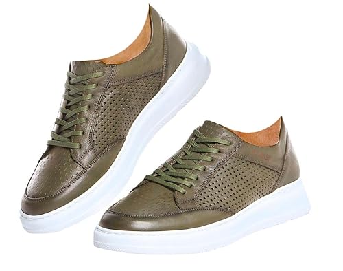 Leif Nelson Herren Schuhe Leder Freizeitschuhe elegant Winter Sommer Freizeit Männer Sneakers Sportschuhe Laufschuhe Halbschuhe LN437 Größe 40 Khaki von Leif Nelson