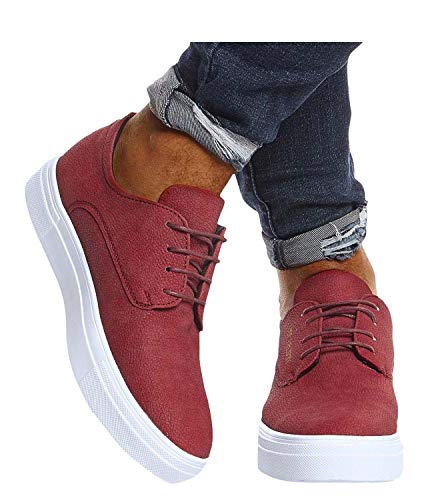 Leif Nelson Herren Schuhe für Freizeit Sport Freizeitschuhe Männer weiße Sneaker Sommer Coole Elegante Sommerschuhe Sportschuhe Weiße Schuhe für Jungen Winterschuhe Halbschuhe LN207 42 Bordeaux von Leif Nelson