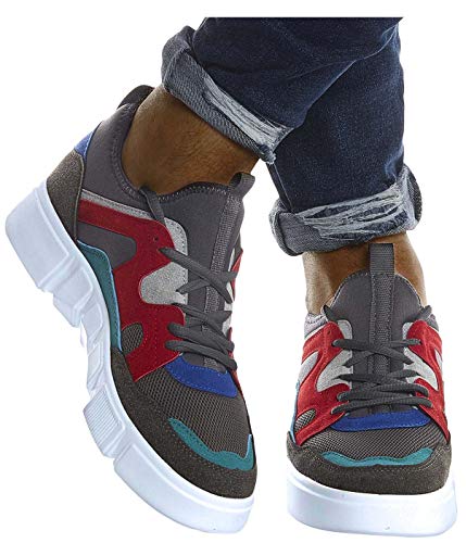 Leif Nelson Herren Schuhe für Freizeit Sport Freizeitschuhe Männer weiße Sneaker Sommer Coole Sommerschuhe Sportschuhe Weiße Schuhe für Jungen Winterschuhe Halbschuhe LN203;43, Anthrazit-Rot von Leif Nelson