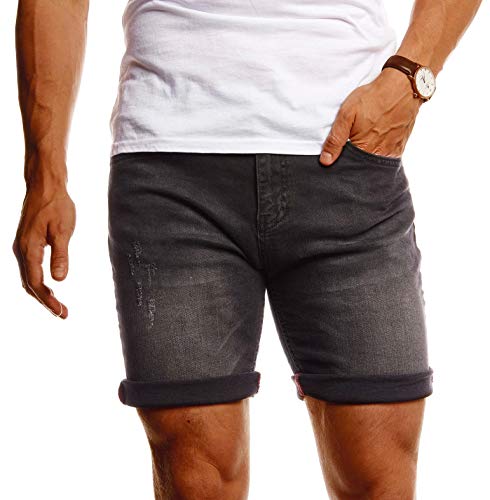 Leif Nelson Shorts Herren Kurze Hosen Männer Jeansshorts Denim Sommer Freizeithose Basic LN-1397 schwarz von Leif Nelson