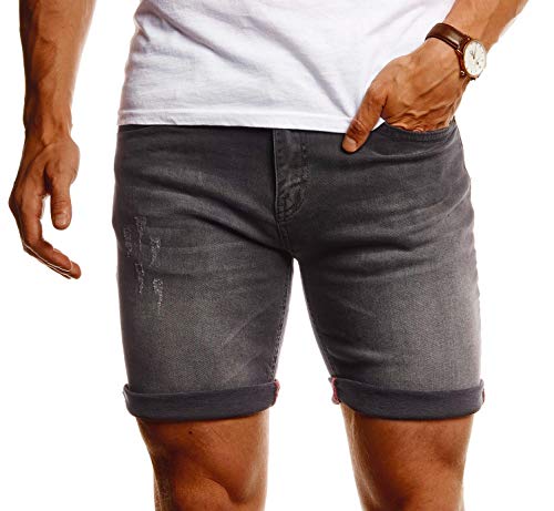 Leif Nelson Shorts Herren Kurze Hosen Männer Jeansshorts Denim Sommer Freizeithose Basic LN-1397 schwarz Größe W34 von Leif Nelson