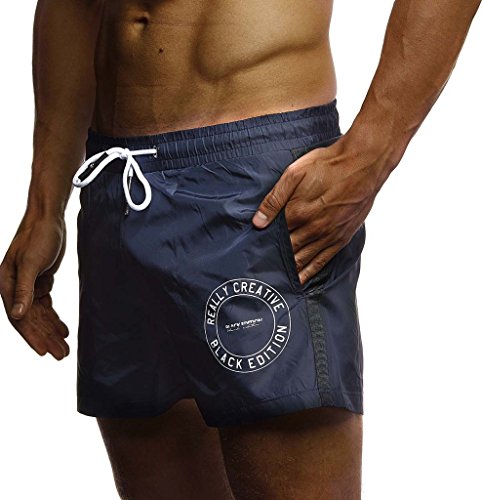 Leif Nelson Herren Sommer Badehosen Badeshorts Schwimmhose Schwimmshorts Beachshorts Strand Shorts Kurze Hosen Freizeithosen Jogginghose Cargo Hose Bermuda Chino LN9210; Large; Dunkel Blau von Leif Nelson