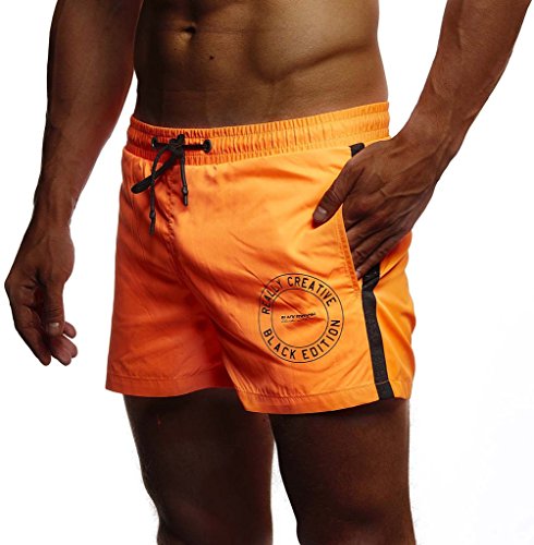 Leif Nelson Herren Sommer Badehosen Badeshorts Schwimmhose Schwimmshorts Beachshorts Strand Shorts Kurze Hosen Freizeithosen Jogginghose Cargo Hose Bermuda Chino LN9210; Small; Orange von Leif Nelson