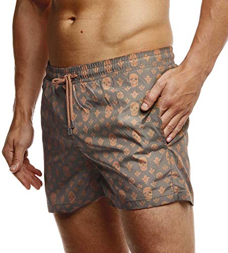 Leif Nelson Herren Sommer Badeshorts mit Taschen Männer Badehose Herren Schwimmhose-Beachshorts Jungen Strand Shorts Kurze Hosen Schwimmshorts Cargo Bermuda Chino LN92520 Khaki XX-Large von Leif Nelson