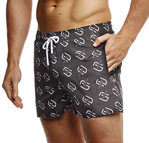 Leif Nelson Herren Sommer Badeshorts mit Taschen Männer Badehose Schwimmshorts Herren Schwimmhose-Beachshorts Jungen Strand Shorts Kurze Hosen Cargo Bermuda Chino LN92500 Schwarz Medium von Leif Nelson