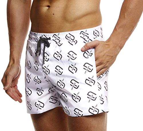 Leif Nelson Herren Sommer Badeshorts mit Taschen Männer Badehose Schwimmshorts Herren Schwimmhose-Beachshorts Jungen Strand Shorts Kurze Hosen Cargo Bermuda Chino LN92500 Weiß Large von Leif Nelson