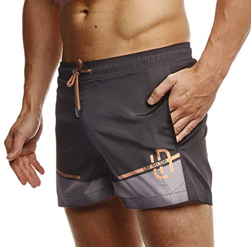 Leif Nelson Herren Sommer Badeshorts mit Taschen Männer Badehose Schwimmshorts Herren Schwimmhose-Beachshorts Jungen Strand Shorts Kurze Hosen Cargo Bermuda Chino LN92505 Schwarz Small von Leif Nelson