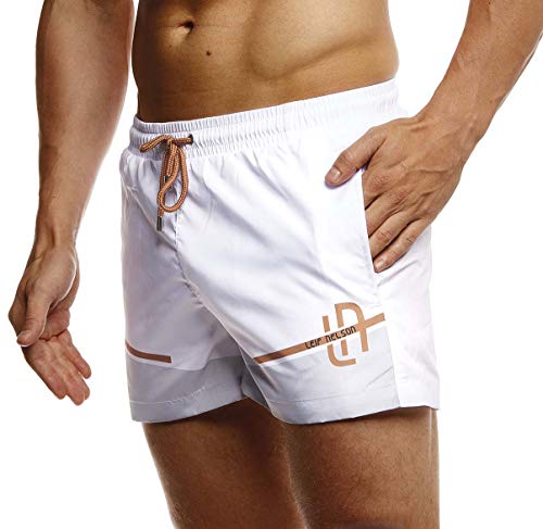 Leif Nelson Herren Sommer Badeshorts mit Taschen Männer Badehose Schwimmshorts Herren Schwimmhose-Beachshorts Jungen Strand Shorts Kurze Hosen Cargo Bermuda Chino LN92505 Weiß XX-Large von Leif Nelson