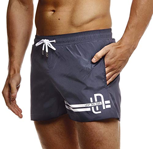 Leif Nelson Herren Sommer Badeshorts mit Taschen Männer Badehose Schwimmshorts Herren Schwimmhose-Beachshorts Jungen Strand Shorts Kurze Hosen Cargo Bermuda Chino LN92525 Blau Small von Leif Nelson