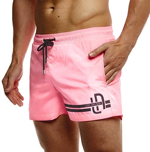 Leif Nelson Herren Sommer Badeshorts mit Taschen Männer Badehose Schwimmshorts Herren Schwimmhose-Beachshorts Jungen Strand Shorts Kurze Hosen Cargo Bermuda Chino LN92525 Pink XX-Large von Leif Nelson