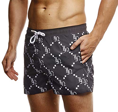 Leif Nelson Herren Sommer Badeshorts mit Taschen Männer Badehose Schwimmshorts Herren Schwimmhose-Beachshorts Jungen Strand Shorts Kurze Hosen Cargo Bermuda Chino LN92535 Schwarz Large von Leif Nelson