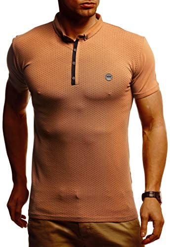 Leif Nelson Sommer Poloshirt Kurzarm Herren T-Shirt Kragen (Braun, Größe M) - Casual Männer Poloshirts lang Baumwolle - Polo Shirt for Men Tshirt von Leif Nelson