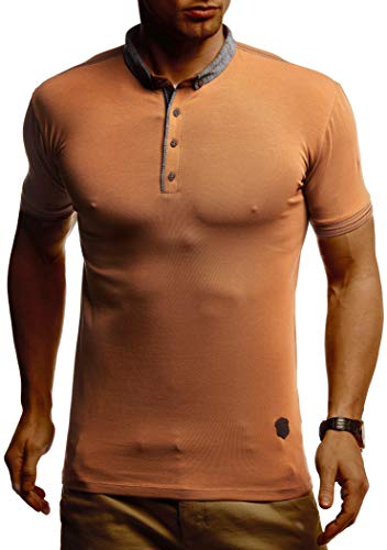 Leif Nelson Sommer Poloshirt Kurzarm Herren T-Shirt Kragen (Braun, Größe M) - Coole Männer Poloshirts lang Baumwolle - Polo Shirt for Men Tshirt von Leif Nelson