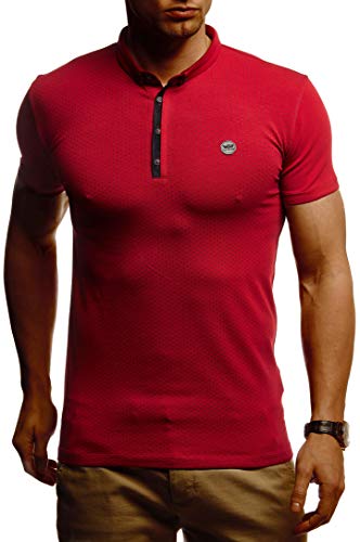 Leif Nelson Sommer Poloshirt Kurzarm Herren T-Shirt Kragen (Rot, Größe XXL) - Casual Männer Poloshirts lang Baumwolle - Polo Shirt for Men Tshirt von Leif Nelson