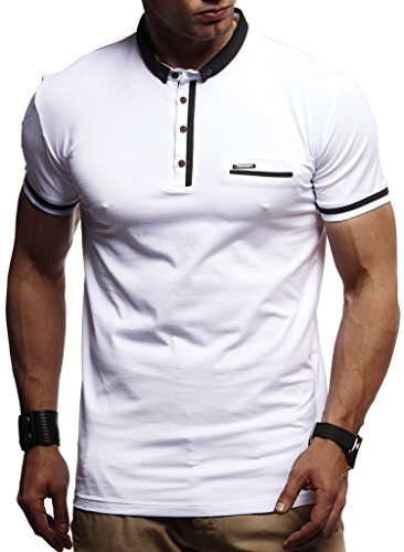 Leif Nelson Sommer Poloshirt Kurzarm Herren T-Shirt Kragen (Weiß, Größe XXL) - Coole Männer Poloshirts lang Baumwolle - Polo Shirt for Men Tshirt von Leif Nelson