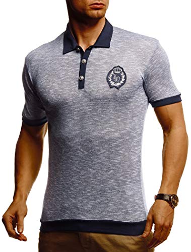 Leif Nelson Herren Sommer T-Shirt Polo Shirt Slim Fit Baumwolle-Anteil Cooles Basic Männer T-Shirt Polo-Kragen Jungen Kurzarmshirt O-Neck Kurzarm Lang LN5105T Blau Large von Leif Nelson