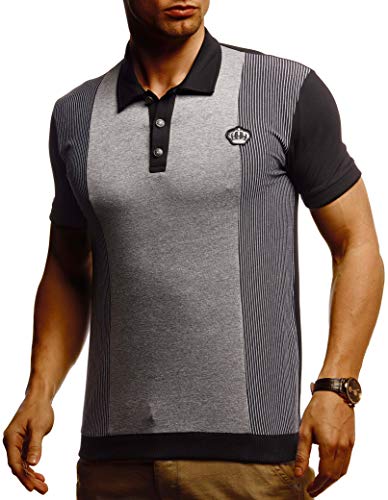 Leif Nelson Herren Sommer T-Shirt Polo Shirt Slim Fit Baumwolle-Anteil Cooles Basic Männer T-Shirt Polo-Kragen Jungen Kurzarmshirt O-Neck Kurzarm Lang LN55085 Schwarz X-Large von Leif Nelson