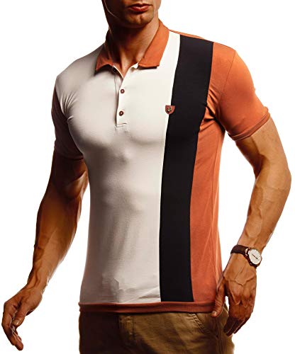 Leif Nelson Herren Sommer T-Shirt Poloshirt Slim Fit Cooles Basic Männer Polo-Shirt Crew Neck Jungen Kurzarmshirt Polo Shirt Sweater Kurzarm LN55145 Rot Beige Small von Leif Nelson