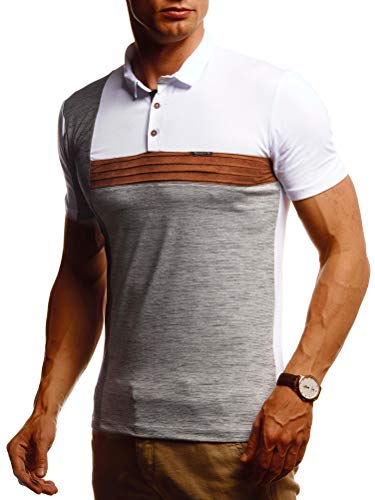 Leif Nelson Herren Sommer T-Shirt Poloshirt Slim Fit Cooles Basic Männer Polo-Shirt Crew Neck Jungen Kurzarmshirt Polo Shirt Sweater Kurzarm LN55160 Weiß Grau Small von Leif Nelson