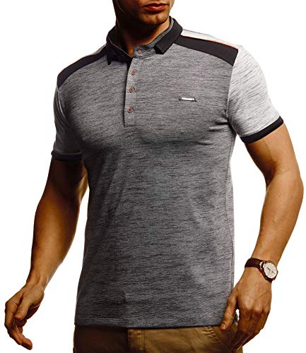 Leif Nelson Herren Sommer T-Shirt Poloshirt Slim Fit Cooles Basic Männer Polo-Shirt Crew Neck Jungen Kurzarmshirt Polo Shirt Sweater Kurzarm LN55190 Anthrazit Small von Leif Nelson