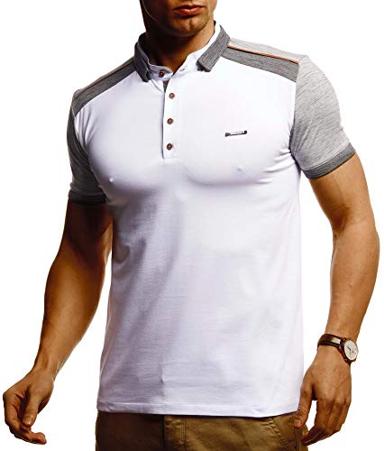 Leif Nelson Herren Sommer T-Shirt Poloshirt Slim Fit Cooles Basic Männer Polo-Shirt Crew Neck Jungen Kurzarmshirt Polo Shirt Sweater Kurzarm LN55190 Weiß Large von Leif Nelson