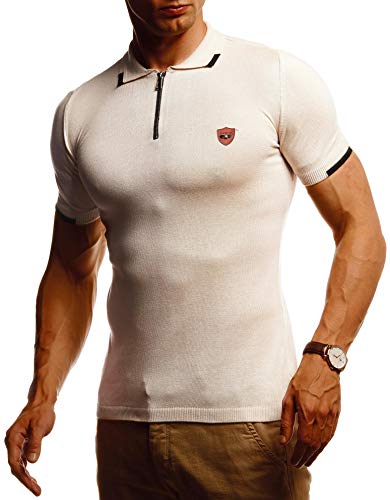 Leif Nelson Herren Sommer T-Shirt Poloshirt Slim Fit aus Feinstrick Cooles Basic Männer Polo-Shirt Crew Neck Jungen Kurzarmshirt Polo Shirt Sweater Kurzarm LN20764 Beige Large von Leif Nelson