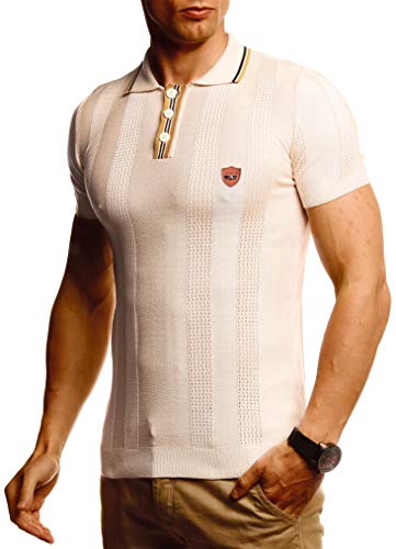 Leif Nelson Herren Sommer T-Shirt Poloshirt Slim Fit aus Feinstrick Cooles Basic Männer Polo-Shirt Crew Neck Jungen Kurzarmshirt Polo Shirt Sweater Kurzarm LN20767 Beige Large von Leif Nelson