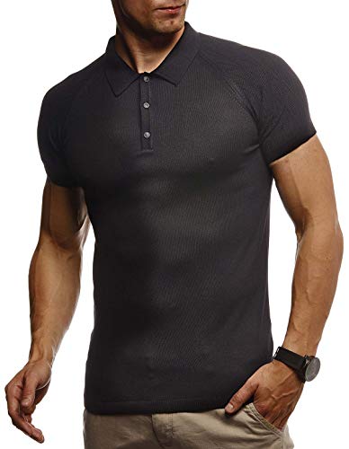 Leif Nelson Sommer Poloshirt Kurzarm Herren T-Shirt Kragen (Schwarz, Größe S) - Casual Männer Poloshirts lang Feinstrick - Polo Shirt for Men Tshirt von Leif Nelson