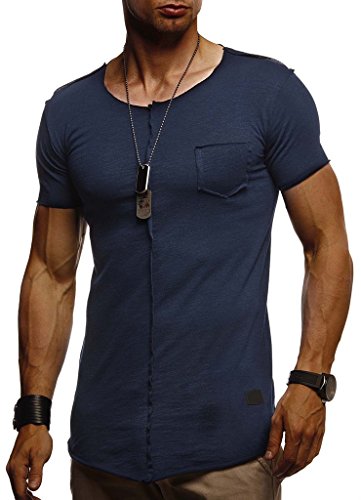 Leif Nelson T-Shirt Herren Sommer Rundhals-Ausschnitt (Blau, Größe M), Regular Fit Herren-T-Shirt 100% Baumwolle, Casual Basic Männer T-Shirt Kurzarm von Leif Nelson