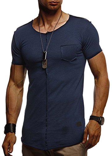 Leif Nelson T-Shirt Herren Sommer Rundhals-Ausschnitt (Blau, Größe XXL), Regular Fit Herren-T-Shirt 100% Baumwolle, Basic Männer T-Shirt Kurzarm von Leif Nelson
