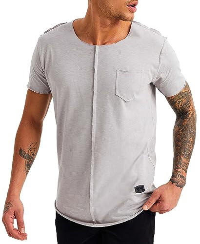 Leif Nelson T-Shirt Herren Sommer Rundhals-Ausschnitt (Grau, Größe S), Regular Fit Herren-T-Shirt 100% Baumwolle, Casual Basic Männer T-Shirt Kurzarm von Leif Nelson