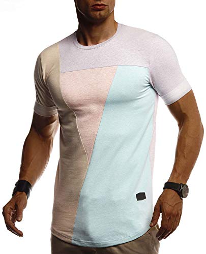 Leif Nelson Herren Sommer T-Shirt Rundhals Ausschnitt Slim Fit Baumwolle-Anteil Cooles Basic Männer T-Shirt Crew Neck Jungen Kurzarmshirt O-Neck Kurzarm LN8322 Purple XX-Large von Leif Nelson