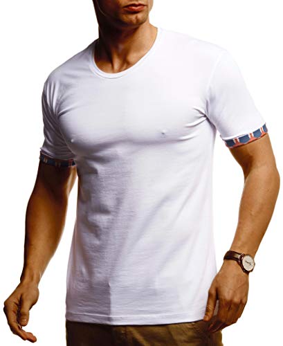 Leif Nelson Herren Sommer T-Shirt Rundhals Ausschnitt Slim Fit Baumwolle-Anteil Cooles Basic Männer T-Shirt Crew Neck Jungen Kurzarmshirt O-Neck Kurzarm Lang LN4960 Weiss XX-Large von Leif Nelson