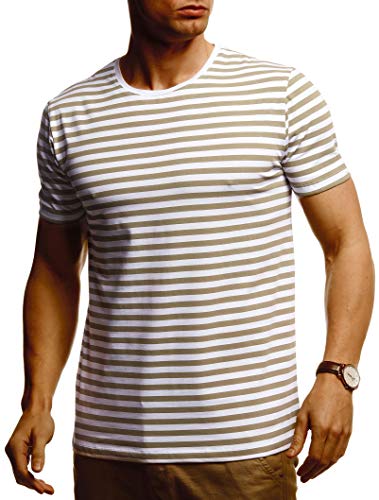 Leif Nelson Herren Sommer T-Shirt Rundhals Ausschnitt Slim Fit Baumwolle-Anteil Cooles Basic Männer T-Shirt crew Neck Jungen Kurzarmshirt O-Neck kurzarm Lang LN55025 Weiss Large von Leif Nelson