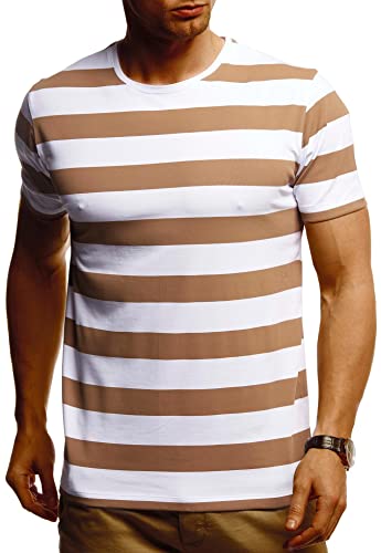 Leif Nelson Herren Sommer T-Shirt Rundhals Ausschnitt Slim Fit Baumwolle-Anteil Cooles Basic Männer T-Shirt crew Neck Jungen Kurzarmshirt O-Neck kurzarm Lang LN55035 Weiss Large von Leif Nelson