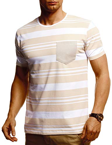 Leif Nelson Herren Sommer T-Shirt Rundhals Ausschnitt Slim Fit Baumwolle-Anteil Cooles Basic Männer T-Shirt Crew Neck Jungen Kurzarmshirt O-Neck Kurzarm Lang LN55045 Weiss Large von Leif Nelson