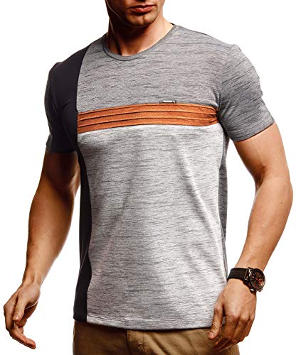 Leif Nelson Herren Sommer T-Shirt Rundhals Ausschnitt Slim Fit Baumwolle-Anteil Cooles Basic Männer T-Shirt Crew Neck Jungen Kurzarmshirt O-Neck Kurzarm Lang LN55155 Anthrazit Grau Melange Small von Leif Nelson