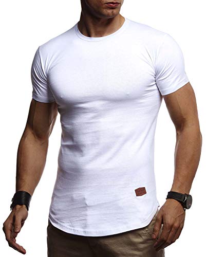 Leif Nelson Herren T-Shirt mit Rundkragen Basic Kurzarm Shirt Männer Kurzarmshirt Slim Fit Sommershirt LN-8294 Weiß Größe XXL von Leif Nelson