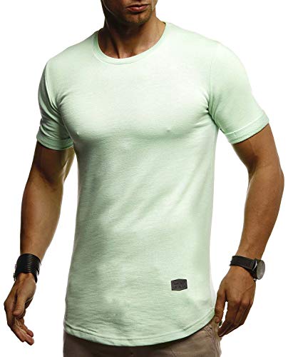 Leif Nelson T-Shirt Herren Sommer Rundhals-Ausschnitt (Mint, Größe S), Regular Fit Herren-T-Shirt 100% Baumwolle, Basic Männer T-Shirt Kurzarm von Leif Nelson