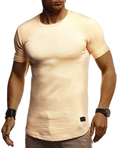 Leif Nelson T-Shirt Herren Sommer Rundhals-Ausschnitt (Orange, Größe M), Regular Fit Herren-T-Shirt 100% Baumwolle, Basic Männer T-Shirt Kurzarm von Leif Nelson