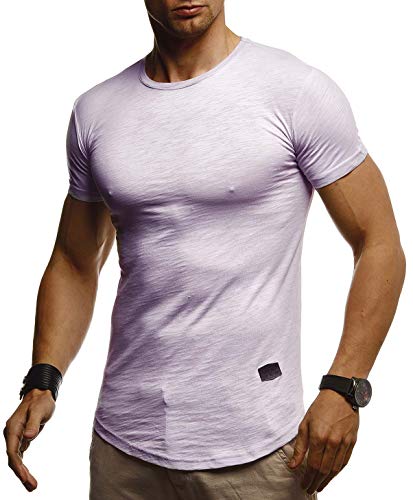 Leif Nelson T-Shirt Herren Sommer Rundhals-Ausschnitt (Lila, Größe S), Regular Fit Herren-T-Shirt Baumwolle, Casual Basic Männer T-Shirt Kurzarm von Leif Nelson