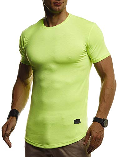 Leif Nelson Herren Sommer T-Shirt Rundhals Ausschnitt Slim Fit Baumwolle-Anteil Cooles Basic Männer T-Shirt Crew Neck Jungen Kurzarmshirt O-Neck Kurzarm Lang LN8330 Gelb XX-Large von Leif Nelson