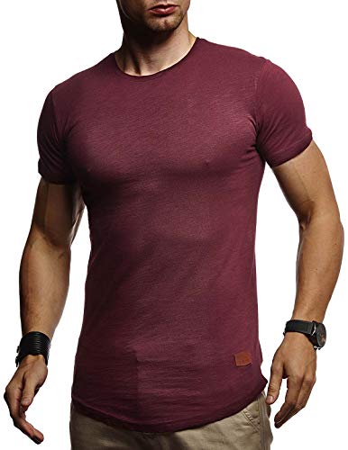 Leif Nelson T-Shirt Herren Sommer Rundhals-Ausschnitt (Rot, Größe XXL), Regular Fit Herren-T-Shirt 100% Baumwolle, Basic Männer T-Shirt Kurzarm von Leif Nelson