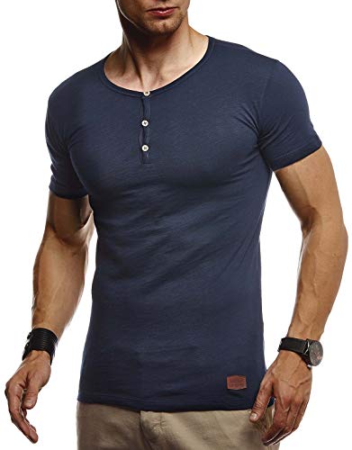 Leif Nelson Herren Sommer T-Shirt Rundhals Ausschnitt Slim Fit Baumwolle-Anteil Cooles Basic Männer T-Shirt Crew Neck Jungen Kurzarmshirt O-Neck Sweatshirt Kurzarm Lang LN8280 D. Blau XX-Large von Leif Nelson