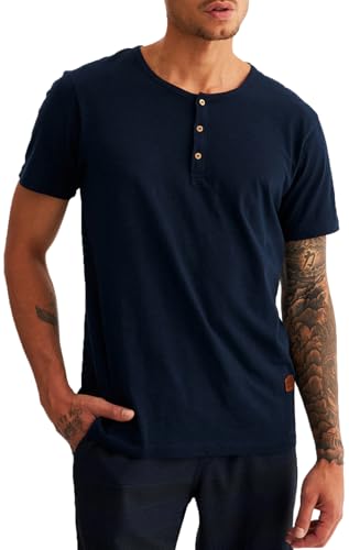 Leif Nelson T-Shirt Herren Sommer Rundhals-Ausschnitt (Dunkel Blau, Größe XXL), Regular Fit Herren-T-Shirt 100% Baumwolle, Casual Basic Männer T-Shirt Kurzarm von Leif Nelson