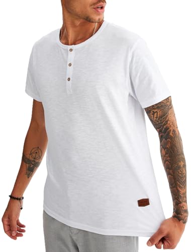 Leif Nelson T-Shirt Herren Sommer Rundhals-Ausschnitt (Weiß, Größe XXL), Regular Fit Herren-T-Shirt 100% Baumwolle, Casual Basic Männer T-Shirt Kurzarm von Leif Nelson