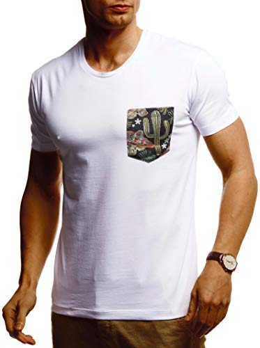 Leif Nelson Herren Sommer T-Shirt Rundhals Ausschnitt Slim Fit Baumwolle-Anteil Cooles Basic Männer T-Shirt crew Neck Jungen Kurzarmshirt O-Neck kurzarm Lang LN4955 Weiss Medium von Leif Nelson