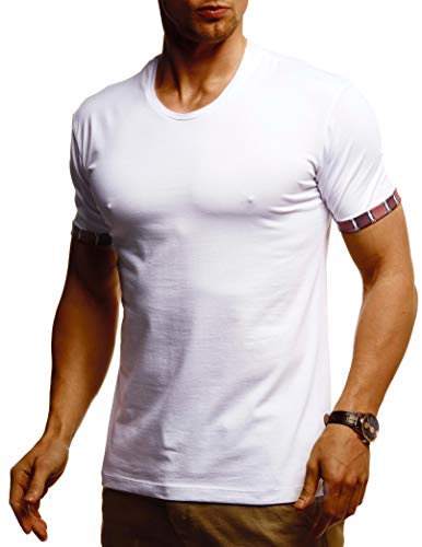 Leif Nelson Herren Sommer T-Shirt Rundhals Ausschnitt Slim Fit Baumwolle-Anteil Cooles Basic Männer T-Shirt crew Neck Jungen Kurzarmshirt O-Neck kurzarm Lang LN4965 Weiss Medium von Leif Nelson