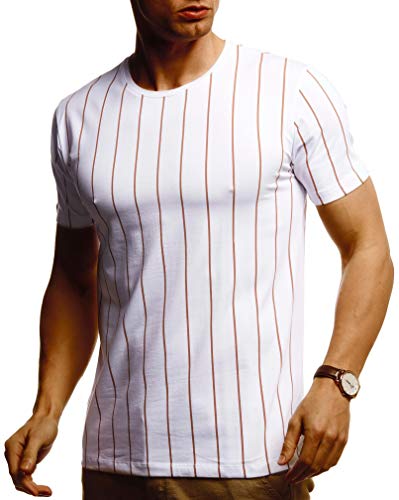 Leif Nelson Herren Sommer T-Shirt Rundhals Ausschnitt Slim Fit Baumwolle-Anteil Cooles Basic Männer T-Shirt crew Neck Jungen Kurzarmshirt O-Neck kurzarm Lang LN55050 Weiss XX-Large von Leif Nelson