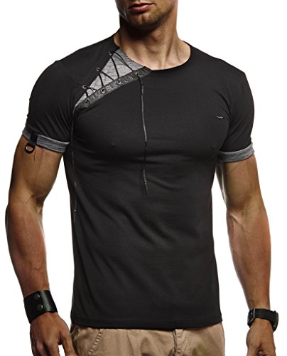 Leif Nelson T-Shirt Herren Sommer Rundhals-Ausschnitt (Schwarz, Größe S), Regular Fit Herren-T-Shirt Baumwolle, Casual Basic Männer T-Shirt Kurzarm von Leif Nelson